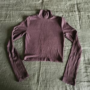 Wilfred brown ribbed cropped turtleneck shirt S